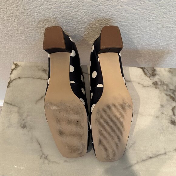 Talbots Indigo Blue/TA Ivory Claire Blue and White Polka Dot Heels - Picture 9 of 9